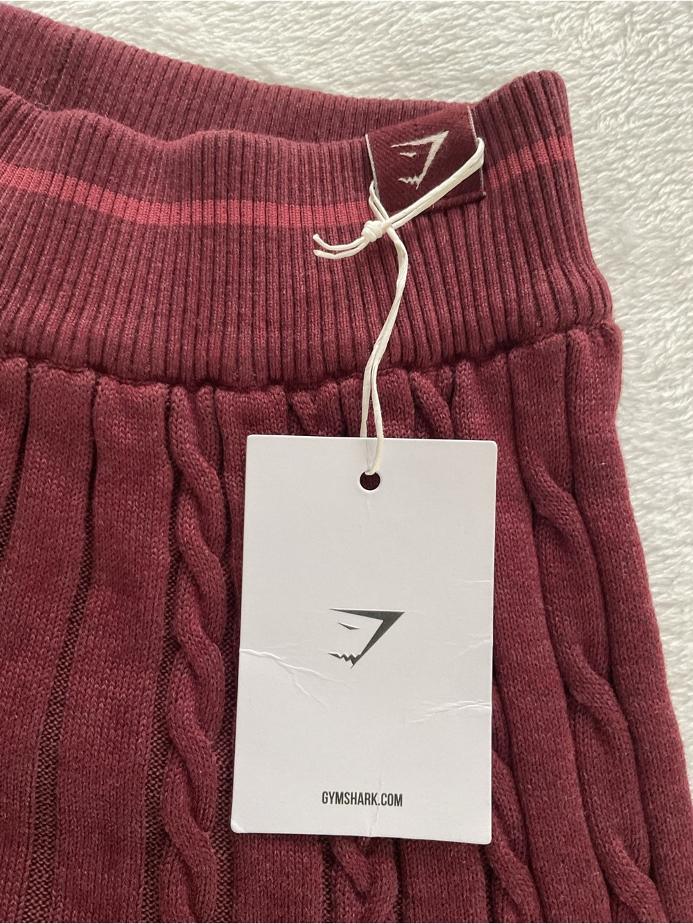 Gymshark Rest Day Cable Knit Flare Pants Women’s M Burgundy NWT - Picture 7 of 12